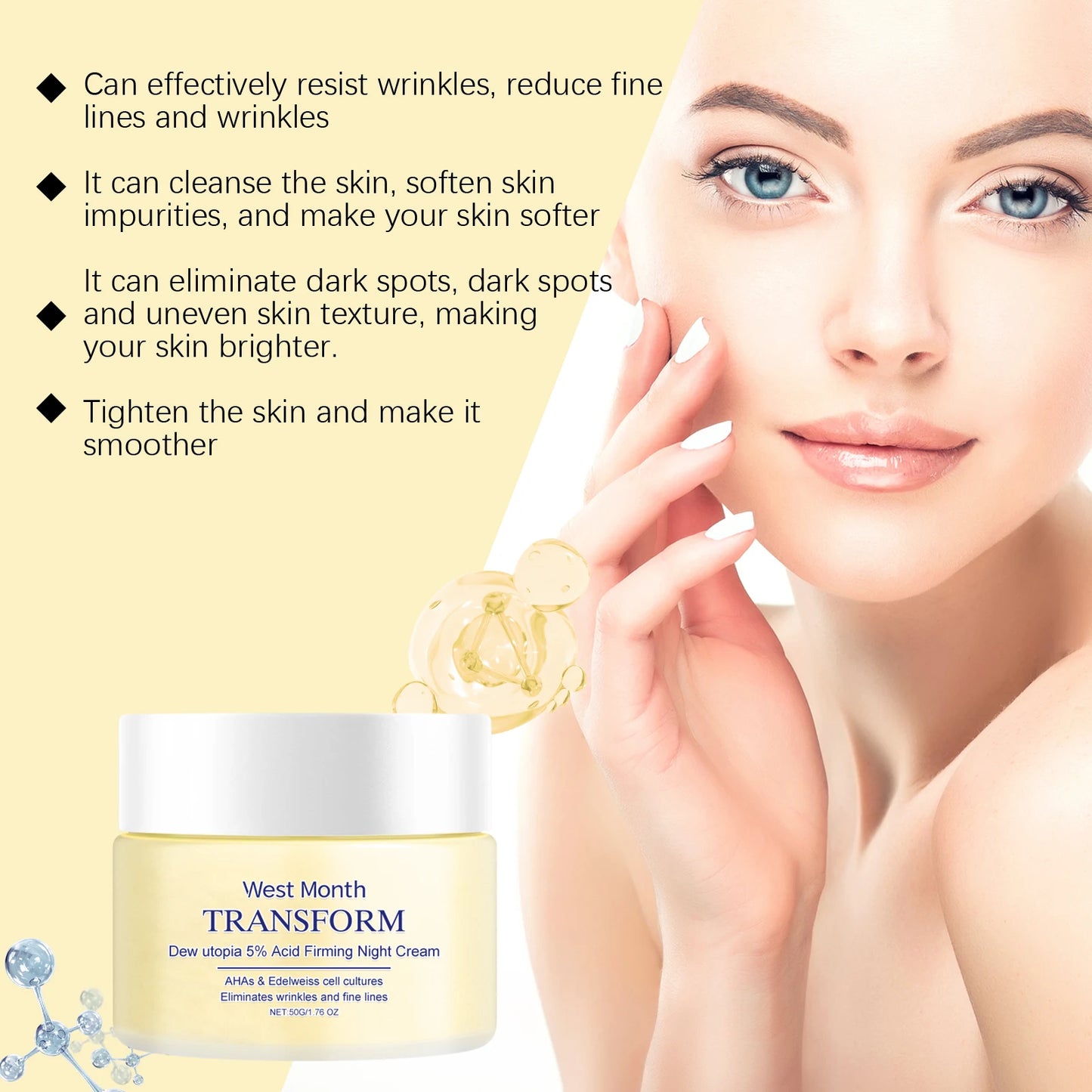 WEST MONTH Firming Night Cream Effectively Fight Wrinkles, Eeduce Fine Lines and Wrinkles, Tighten the Skin Firming Cream