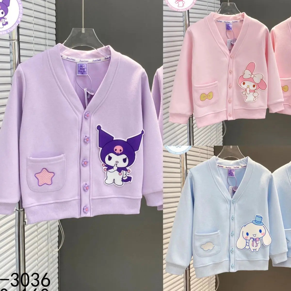 Spring Autumn Children Sanrio Cinnamoroll Knitted Cardigan Teen Girls Cartoon Kuromi Sweater Coat Kids Cute Single Breasted Top
