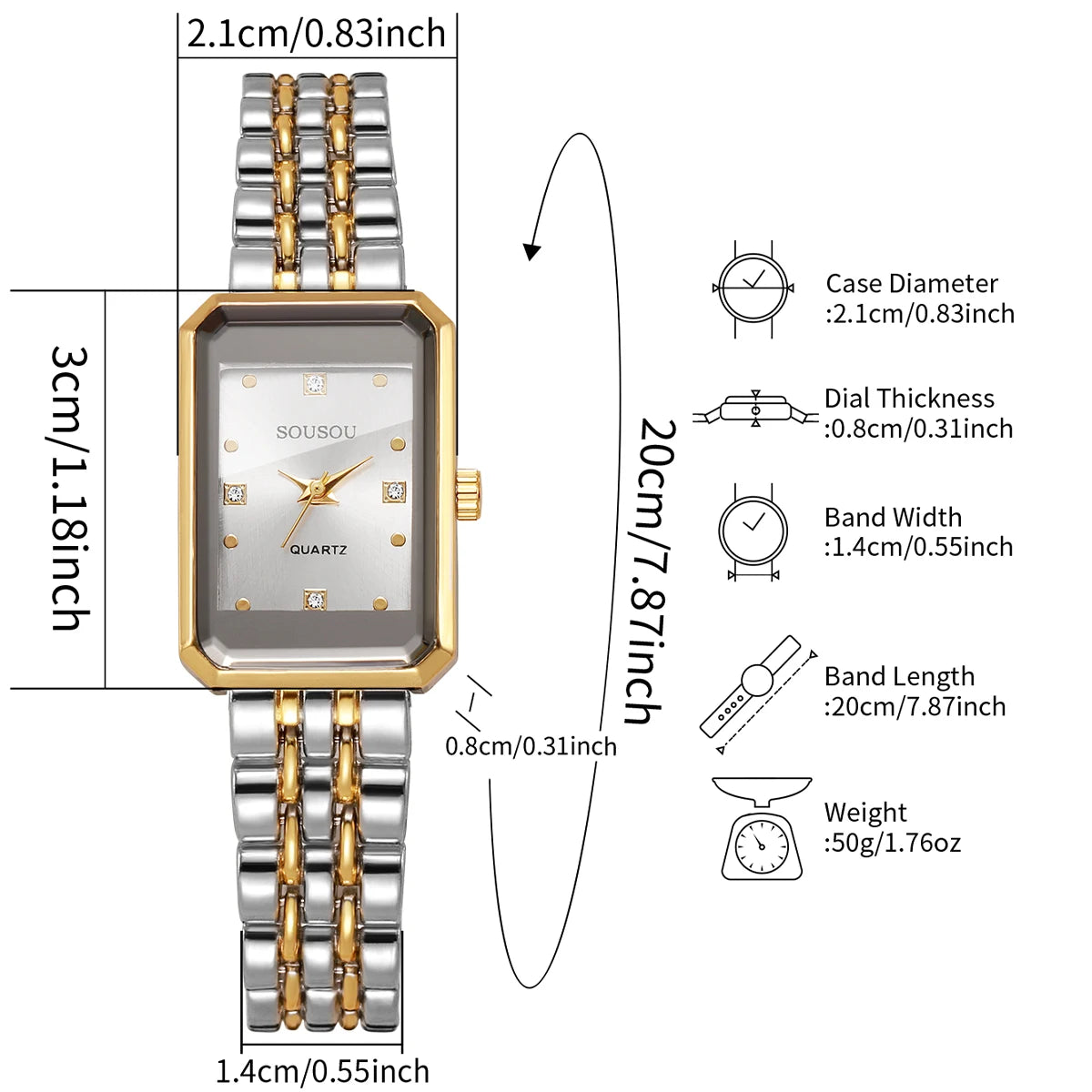 Fashion Rectangle Rhinestone Women Quartz Watch Stainless Steel Bracelet Ladies Dress Wristwatches Relogio Feminino(Without Box)