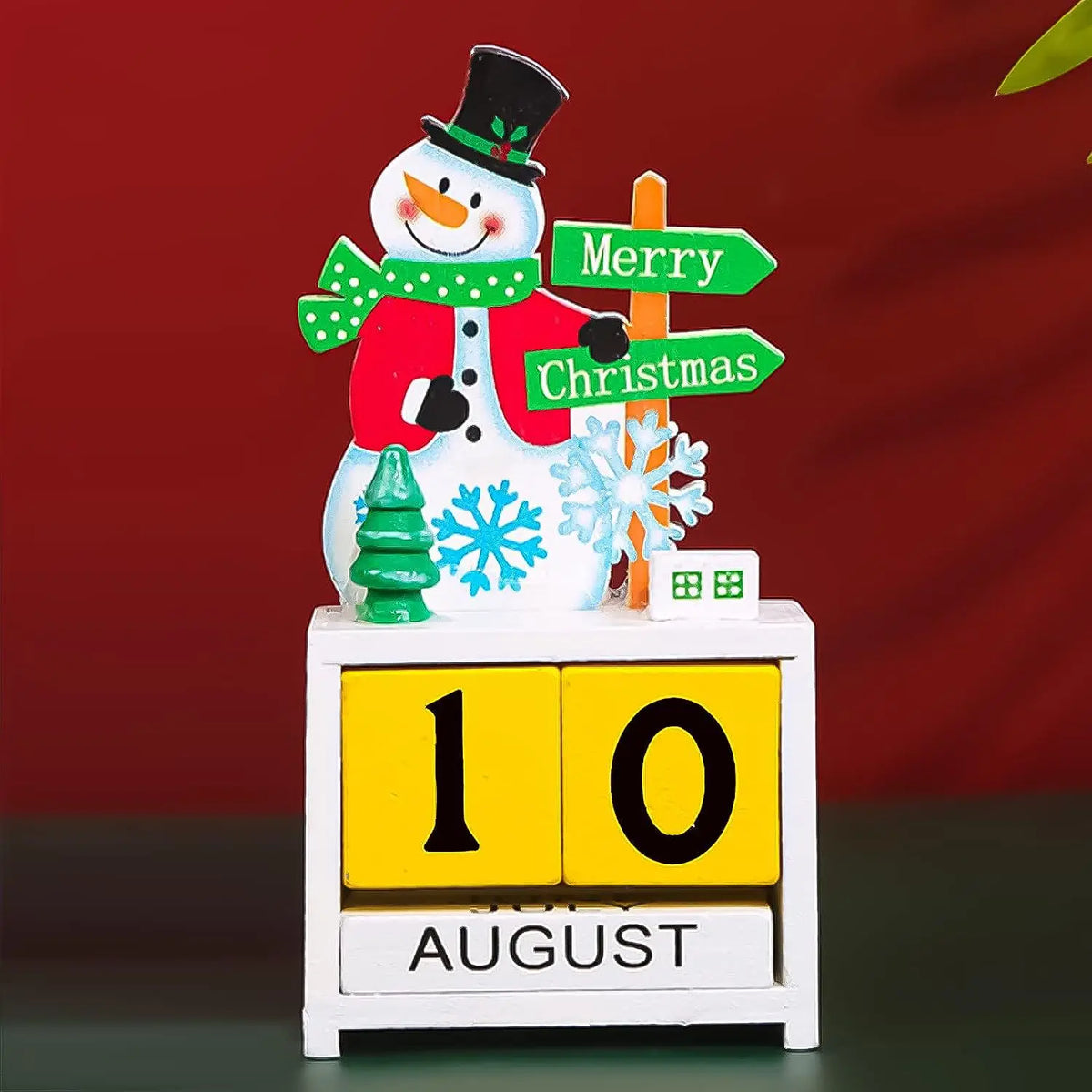 1PC Christmas Countdown Calendar Decor with Santa Claus - Classic Wooden Christmas Timer Ornament, Seasonal Home Accessory