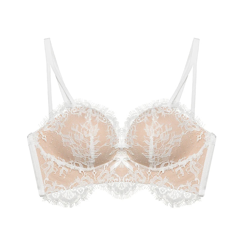 Women’s Victorian French Lace Bra Set, Push Up For Small Breasts with Side Support, Anti Dropping Sensual Lingerie Set MOYISU