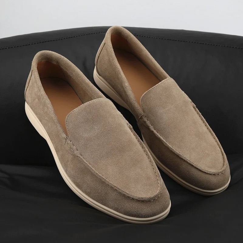 Men’s Suede Leather Loafers 2025 – Casual Slip-On Round Toe Flats