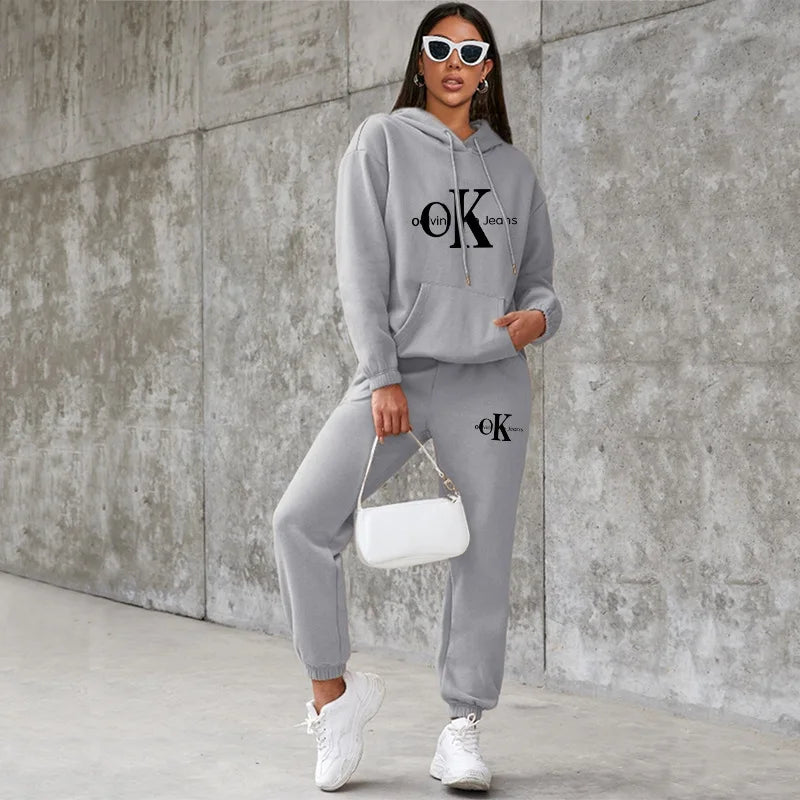 Women's Oversized Hoodie Sweatshirt Thickened Fleece Print Casual Set Comfortable Loose Style Long Sleeve Autumn Winter Jacket