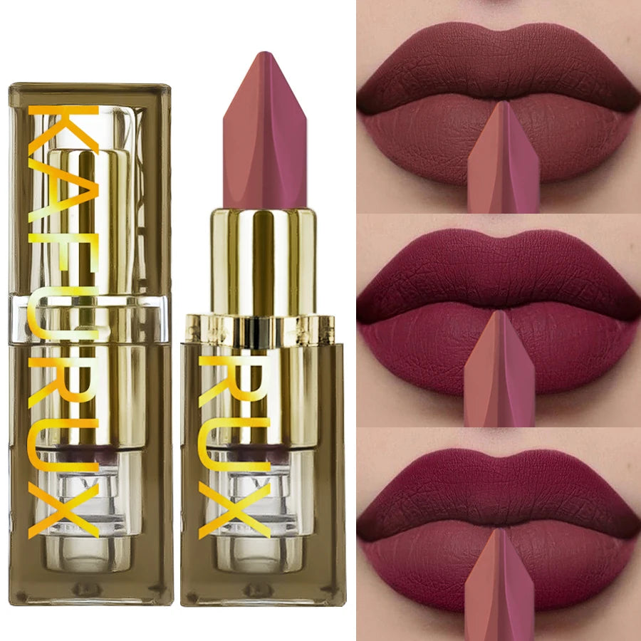 1PC Two-tone Velvet Nude Lipstick Sexy Rose Pink Pigments Waterproof Makeup Long-lasting Professional Cosmetics for women Lip G