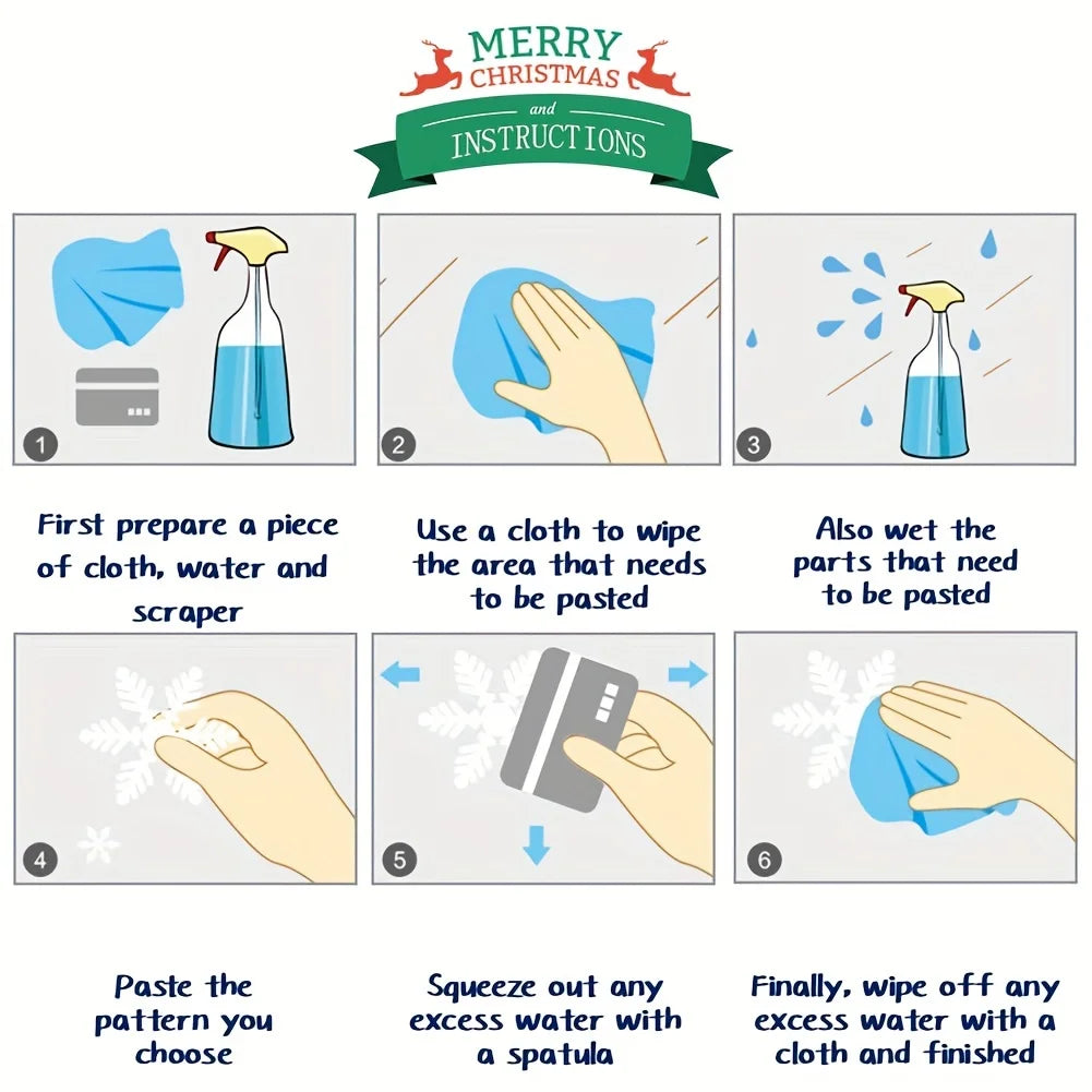 1 Set Christmas Window Clings Stickers - Santa, Reindeer, Snowman & Snowflake Designs,Indoor/Outdoor Use, Festive Decoration