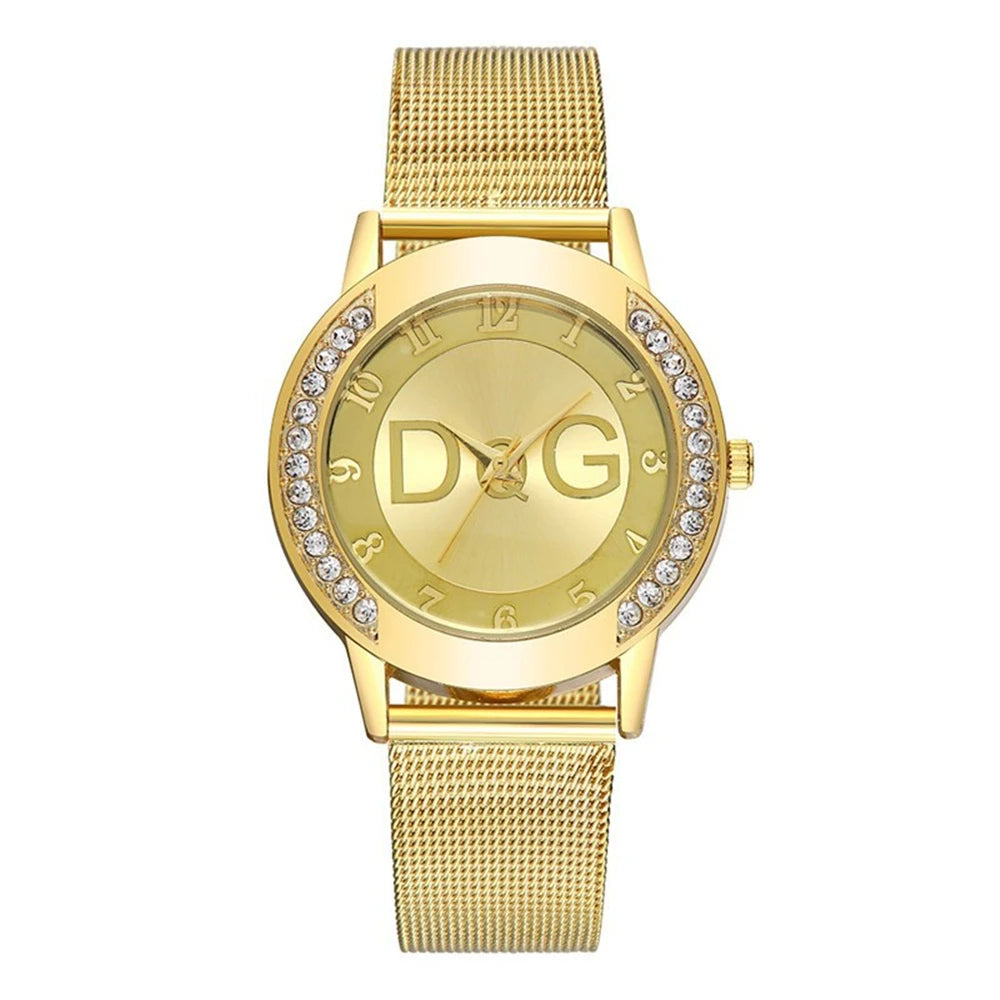 New Starry Sky Diamond Women’s Watch – Gold Mesh Strap
