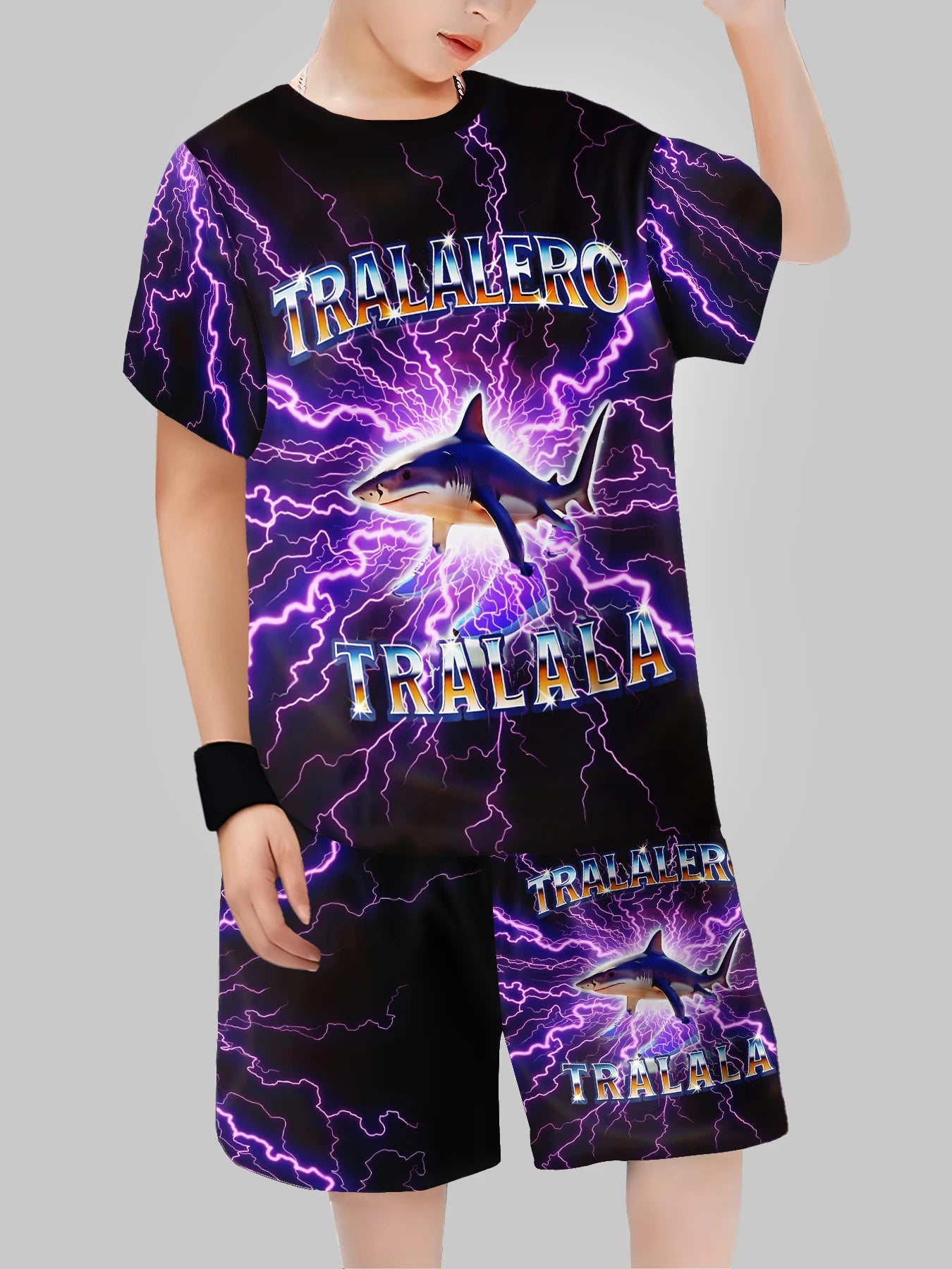 Fashion AI Games TungTungTung Sahur Design T-shirt+Shorts Summer