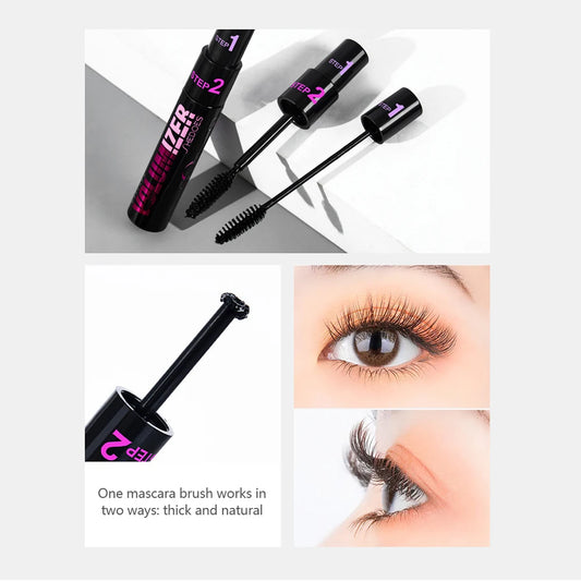 2 in 1 Curling Mascara Eye Cosmetics Waterproof Long Lasting Not Blooming Black Natural Thick Curling Lengthening Mascara Makeup