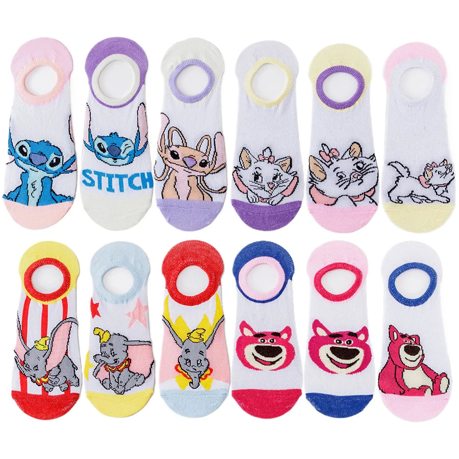10Pairs Potdemiel Unisex Cartoon Anime Socks Men Women Hip Hop Street Style Funny Casual Short Boat Socks