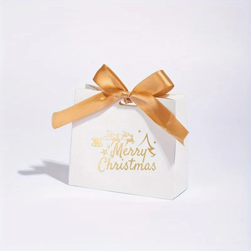 12pcs Elegant Christmas Gift Bags - Deep Brown,with Merry Christmas Script - Festive Packaging for Presents,Party Decorations