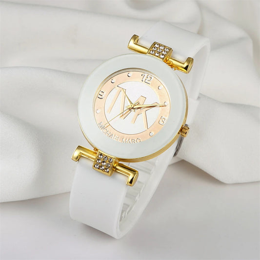 Fashion TVK Brand Women's Watch Simple Luxury Rhinestone Watch for Women Quartz Watch Casual Silicone Strap Ladies Clock