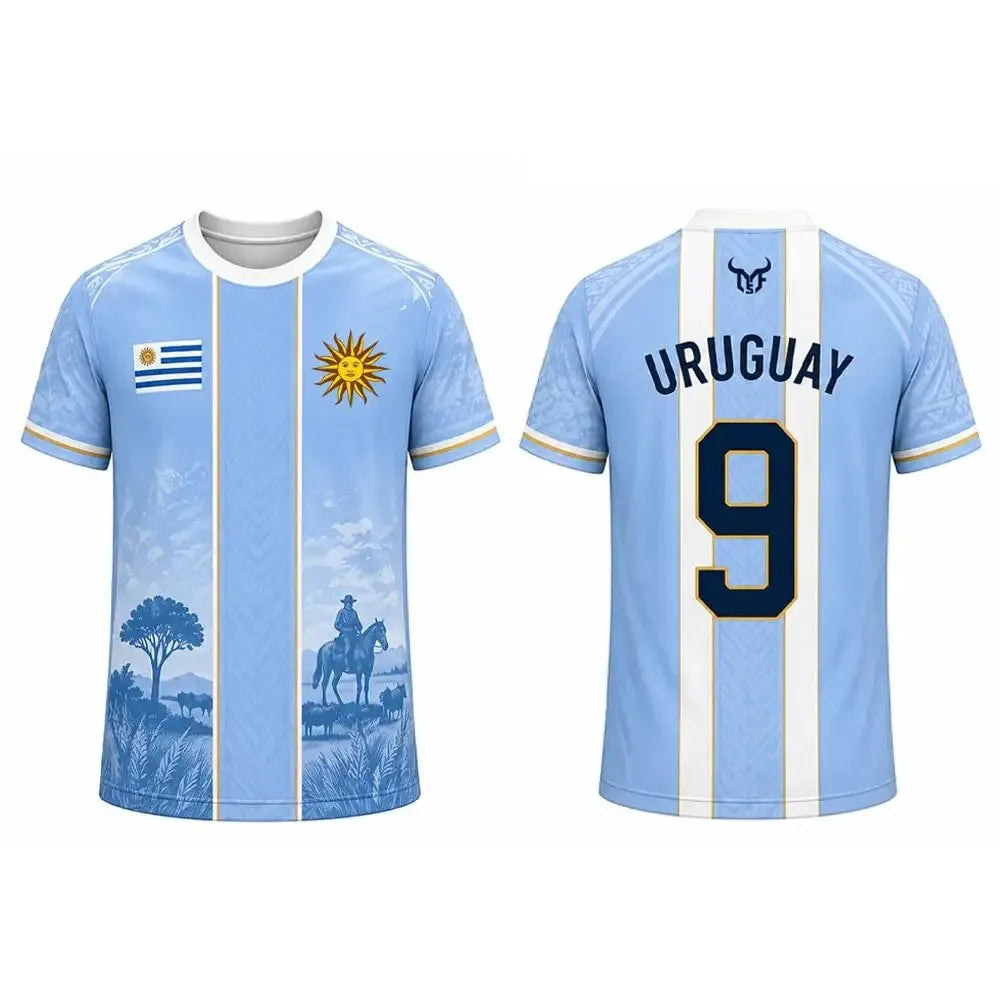 Uruguay Flag Pattern Soccer T Shirt 3D Printed Breathable Quick Dry Family Style for Kids Adults Outdoor Training Sports Fitness