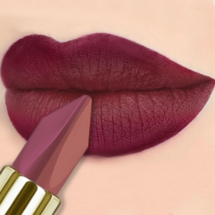 1PC Two-tone Velvet Nude Lipstick Sexy Rose Pink Pigments Waterproof Makeup Long-lasting Professional Cosmetics for women Lip G