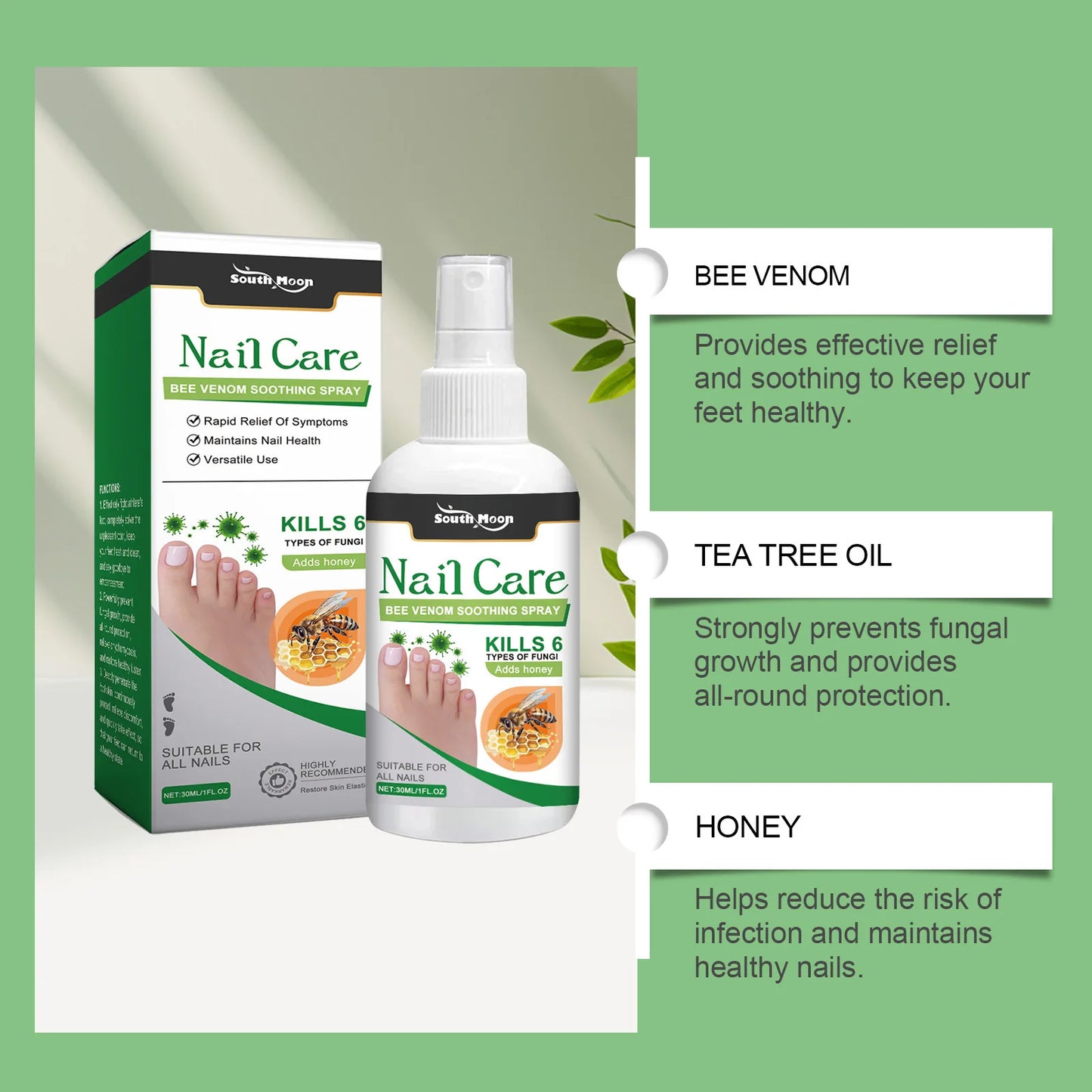 South Moon Nail Treatment Spray Onychomycosis Hand Foot Removal Repair Paronychia Strong Bright Nail Soft Nail Fungus Solution