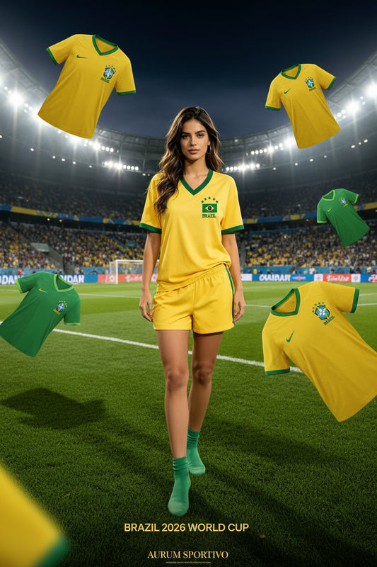 Women’s Brazil Flag Soccer Print T-Shirt - تيشيرت نسائي بطباعة علم البرازيل لكرة القدم