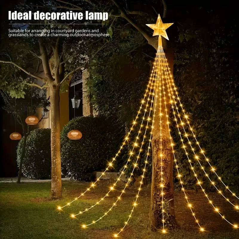 1PC Flowing Waterfall Light, 2 Meters Long with 9 Hanging Strands, USB Plug-In Model, Suitable for Christmas Decoration