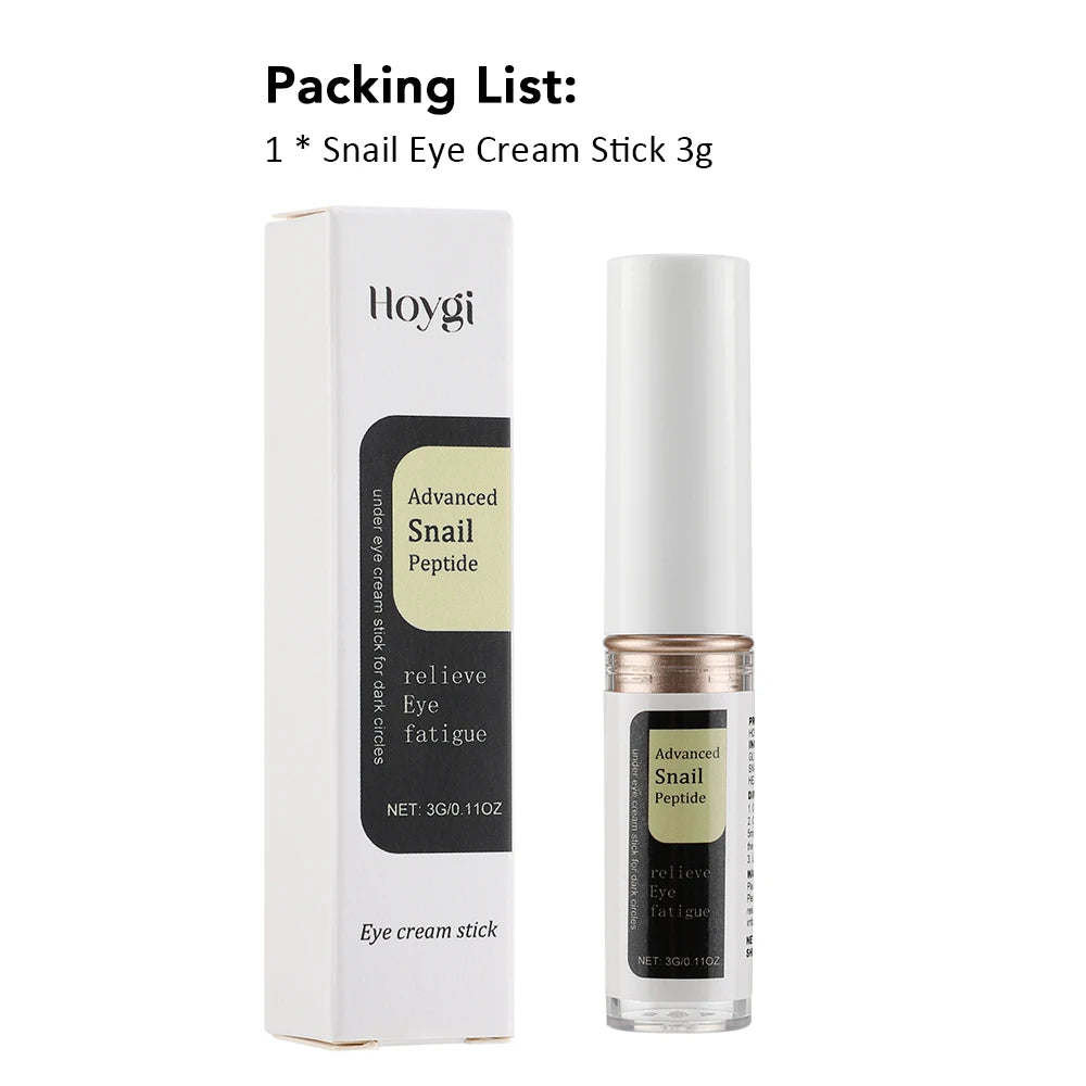 Snail Peptide Eye Cream Stick Reduce Dark Circles Eye Bags Firming Eye Brightener Anti Aging Nourishing Moisturize Eye Cream