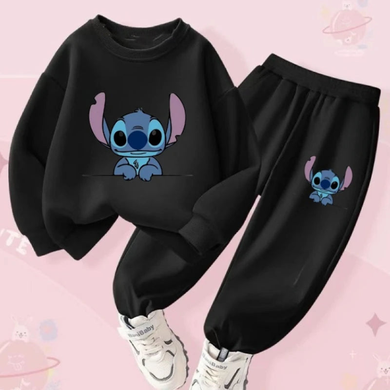 Spring Baby Girl Boy Clothes Set Children Disney Stitch Cartoon Print Sweatshirt