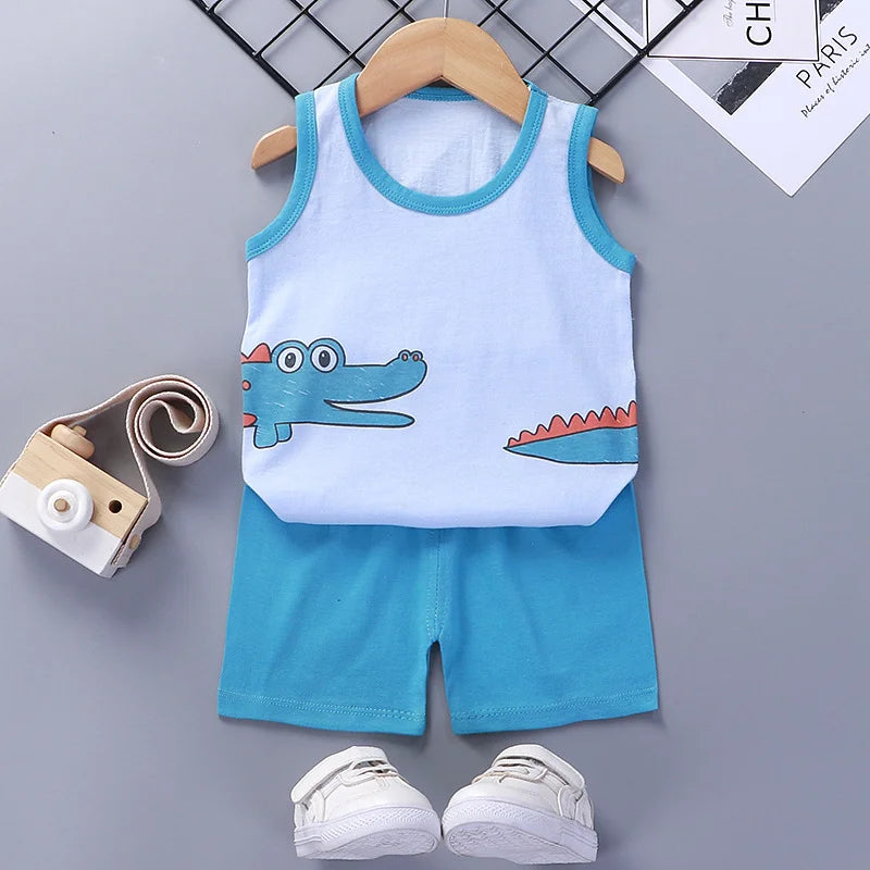 Children Sets Kids Clothes Boys Girls Vest Suit Summer Children's Clothing baby