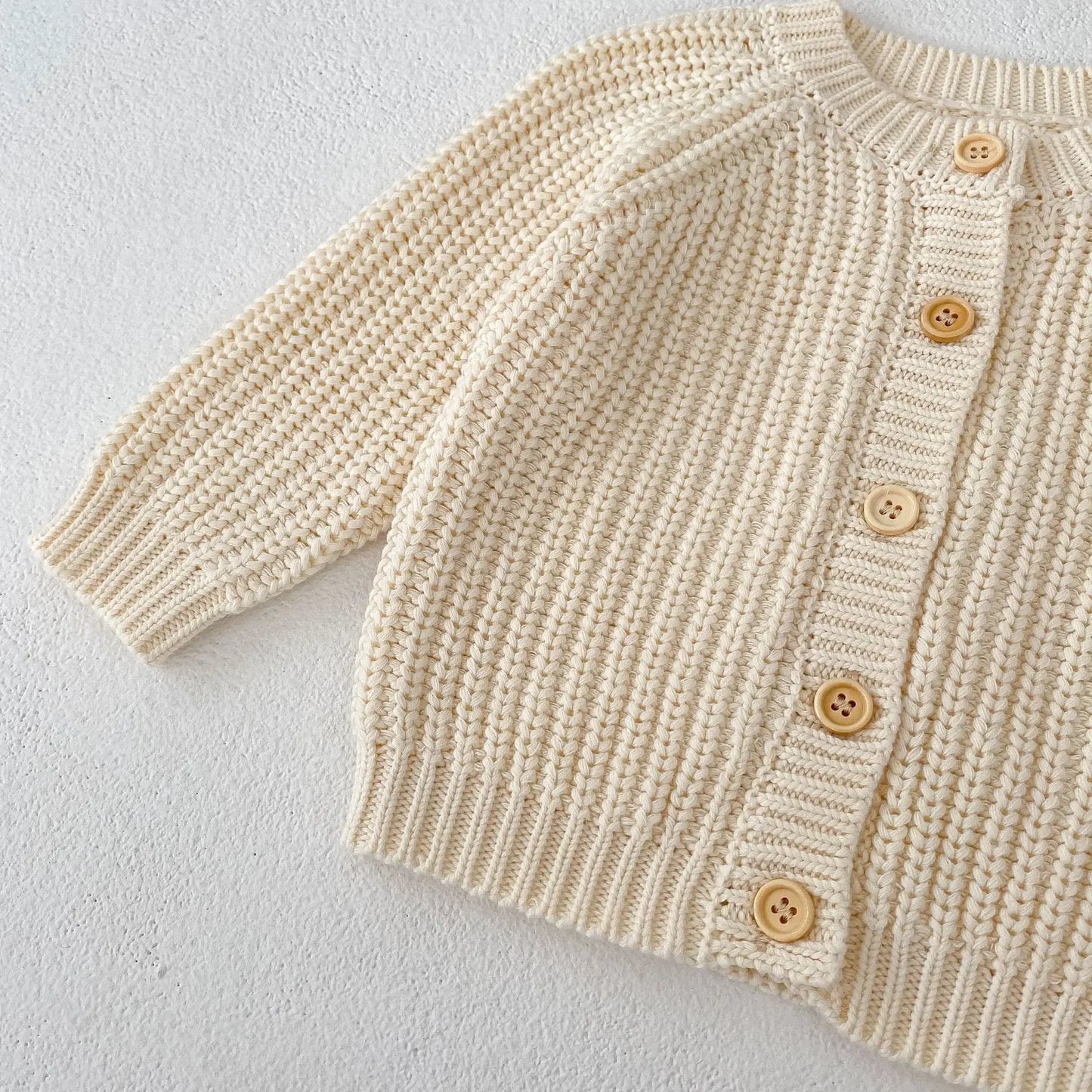 6963 Baby Sweater Coat Spring Autumn Solid Color Beige Knitted Girl's Sweater Long-sleeved Coat 0-3Year Kid's Cardigan Sweater