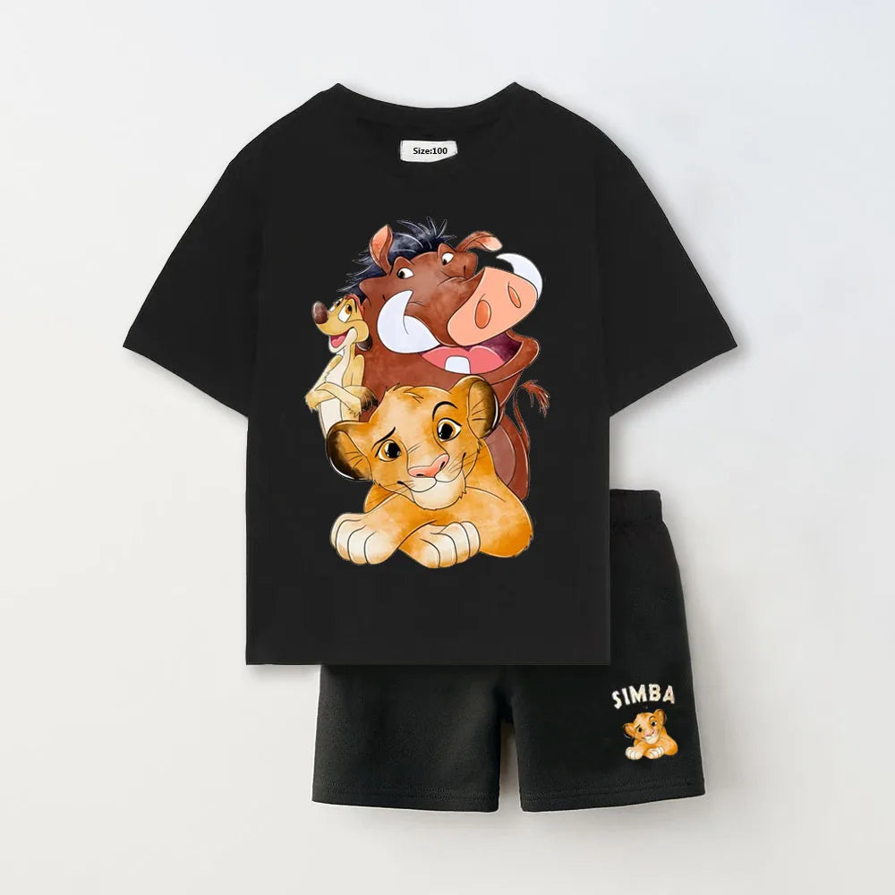 2Pcs Summer Child Csotume Mickey Stitch TShirt+Shorts Set Casual Sports