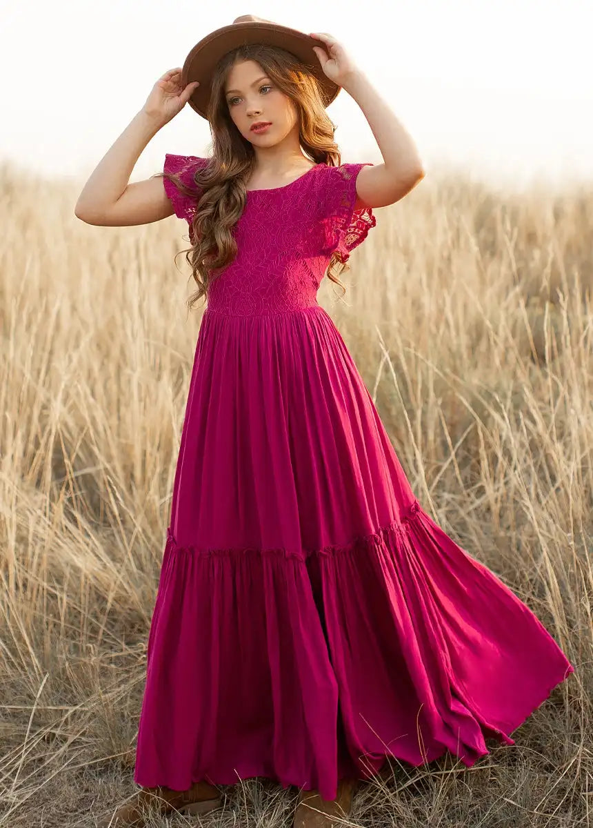 3-14 years Girls Lace Bohemia Long Dresses