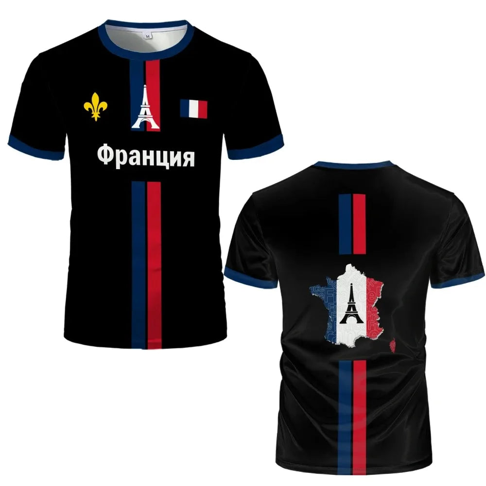 France Soccer Jersey Summer Sports Breathable Quick Dry Family Style for Kids Adults Outdoor Training Sports Fitness