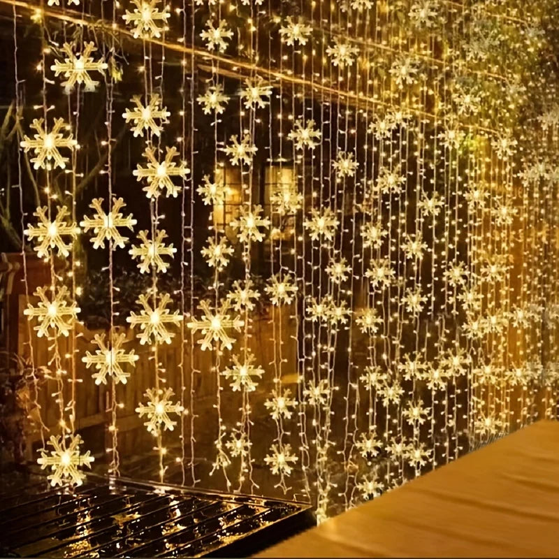 3/6M Snowflake LED String Lights, Warm White Christmas Fairy Lights for Indoor Holiday Party & Xmas Tree Decoration