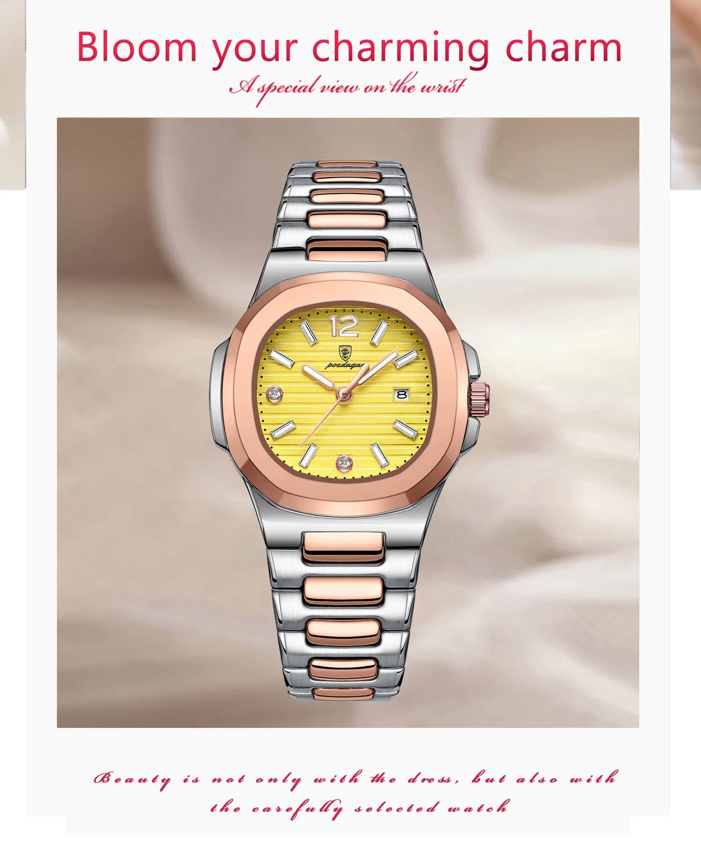 POEDAGAR Luxury Square Watch For Woman Luminous Waterproof Date Ladies Watch Elegant Women's Quartz Watches Simple Female Clock