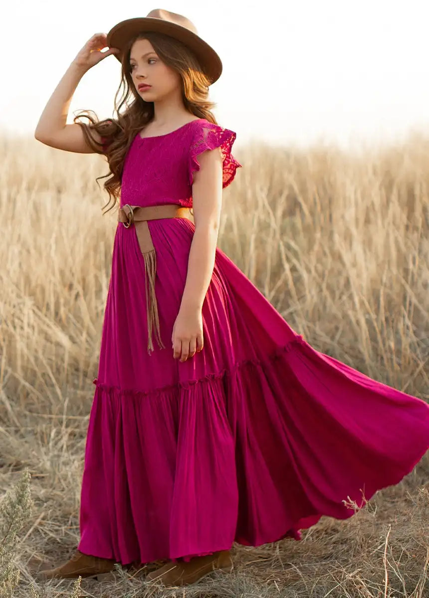 3-14 years Girls Lace Bohemia Long Dresses