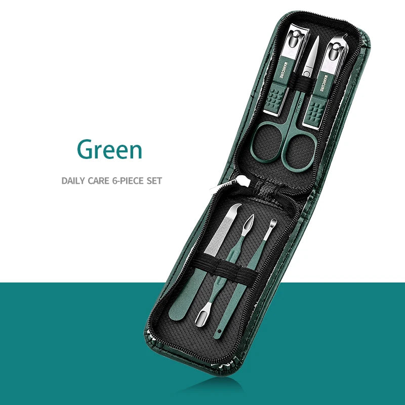 Professional 7/10/12/18-Piece Stainless Steel Nail Care Kit – Manicure & Pedicure Travel Set with Case | طقم عناية بالأظافر احترافي 7/10/12/18 قطعة من الستانلس ستيل – مانيكير وباديكير مع حقيبة سفر