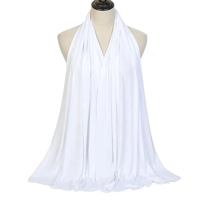 🌙 Modal Cotton Jersey Hijab Scarf 🧣 – Soft Plain Long Head Wrap for Women (170x60cm) | حجاب شيفون قطني ناعم – شال طويل سادة بربطة مرنة للنساء (170×60 سم)