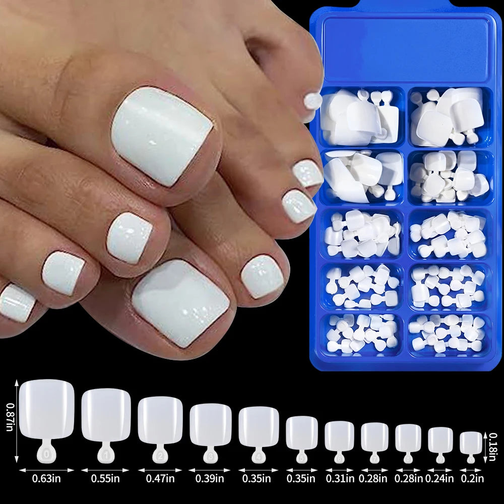 GlossyFit 144pcs Press-On Square Toenails – Full Coverage Glam in 4 Elegant Colors | غلام تو نيل – ١٤٤ ظفر صناعي قصير بتصميم مربع وألوان أنيقة