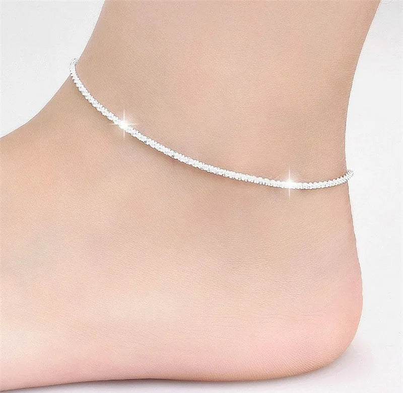 ✨ Simple Heart Barefoot Anklet Sandals – Crochet Leg Chain Foot Jewelry 🔷 خلخال بسيط بشكل قلب – صنادل كروشيه بدون حذاء على القدم مزينة بسلسال للنساء