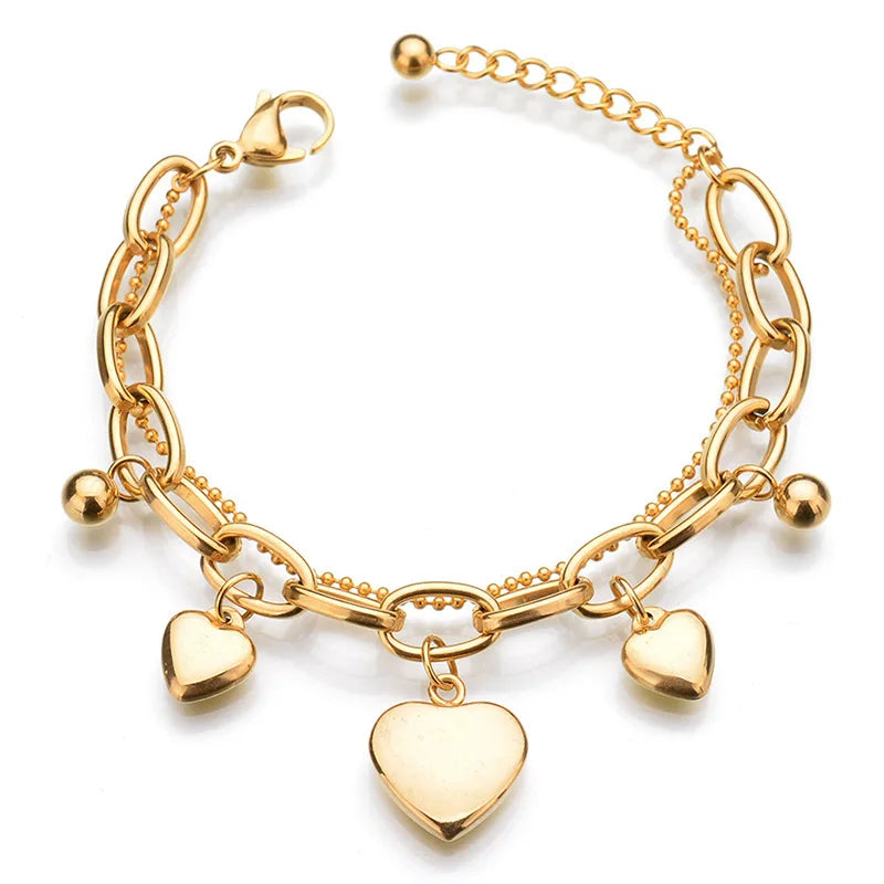 1PC Women's Fashion Trend Zinc Alloy Multilayer Steel Ball Love Bracelet Travel, Date, Banquet, Party, Festival Dressing Gifts