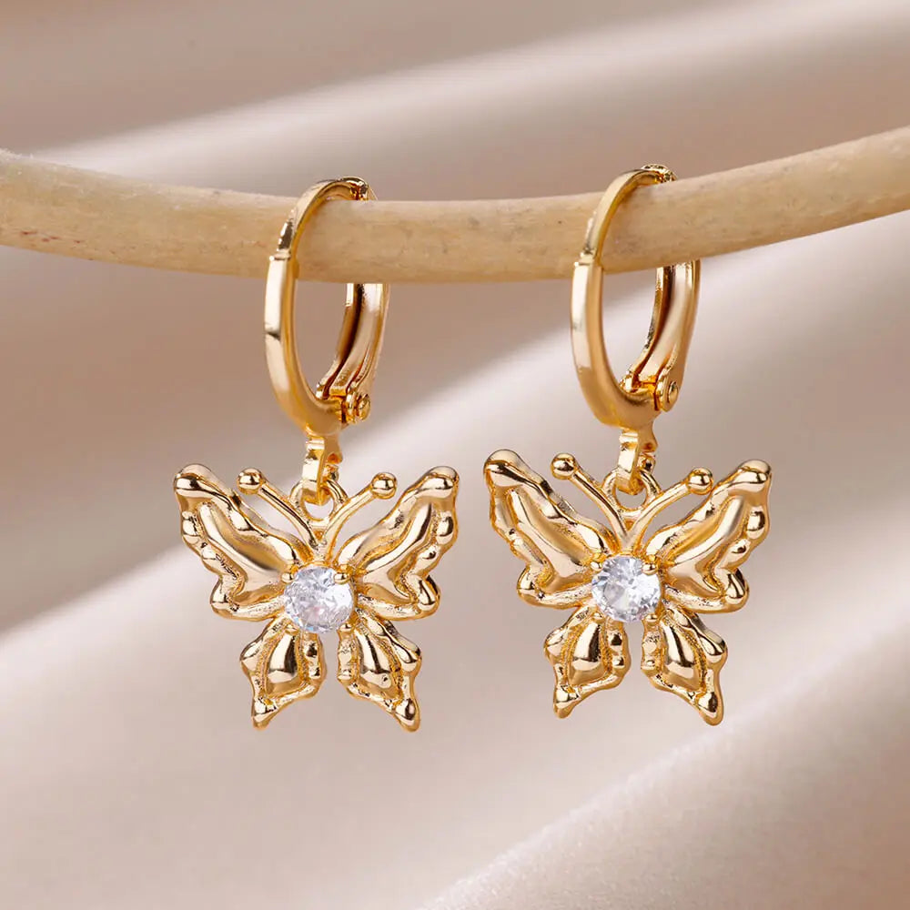 ✨ Luxury Zircon Heart & Moon Hoop Earrings – Imitation Pearl Stainless Steel Wedding Jewelry 🔷 أقراط دائرية فاخرة بزركون وقلب وهلال – تصميم أنيق مع لؤلؤ صناعي من الستانلس ستيل