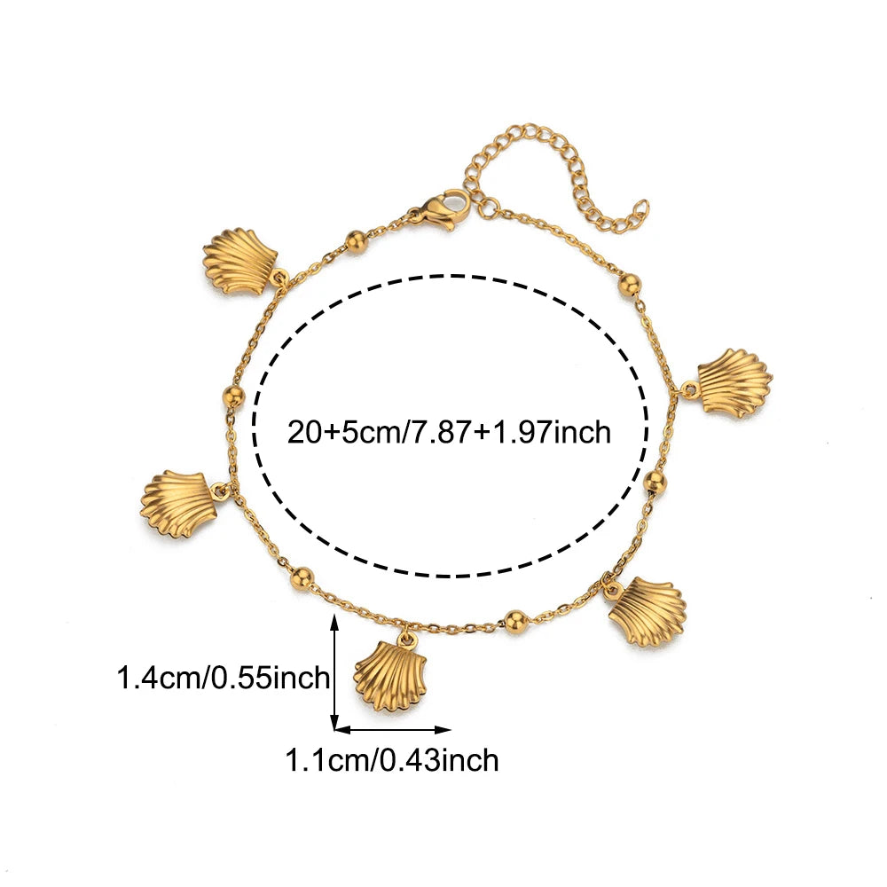 ✨ Ocean Animal Anklet – Gold Stainless Steel Beach Foot Jewelry 🔷 خلخال بسلسلة حيوانات البحر – ستانلس ستيل ذهبي لإطلالة صيفية أنيقة للنساء