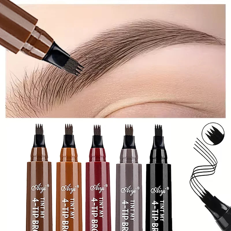4-in-1 Waterproof Eyebrow Pencil – 5-Color Long-Lasting Liquid Brow Definer | قلم حواجب 4 في 1 مقاوم للماء – 5 ألوان طبيعية لتحديد ورسم الحواجب بثبات عالي