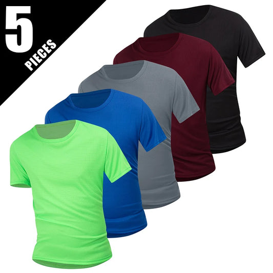👕 Men's Solid Waffle Short Sleeve Sports Shirt – 1/5-Pack Lightweight Training Tee | تيشيرت رياضي رجالي بكم قصير – خامة وافل مريحة – قطعة أو باقة 5 قطع