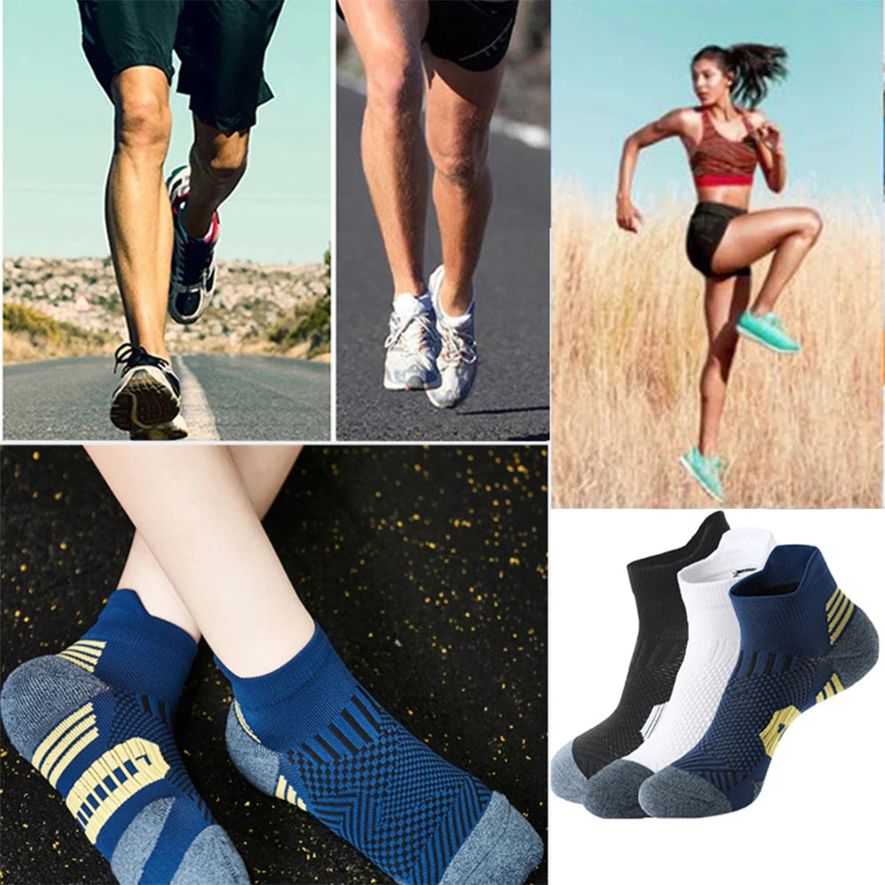 🧦 3-Pair Non-Slip Quick-Dry Sports Socks – Unisex Fitness & Running Training | 3 أزواج جوارب رياضية سريعة الجفاف – مانعة للانزلاق للرجال والنساء