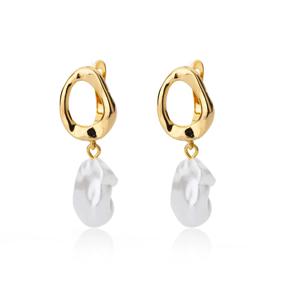 ✨ Luxury Zircon Heart & Moon Hoop Earrings – Imitation Pearl Stainless Steel Wedding Jewelry 🔷 أقراط دائرية فاخرة بزركون وقلب وهلال – تصميم أنيق مع لؤلؤ صناعي من الستانلس ستيل