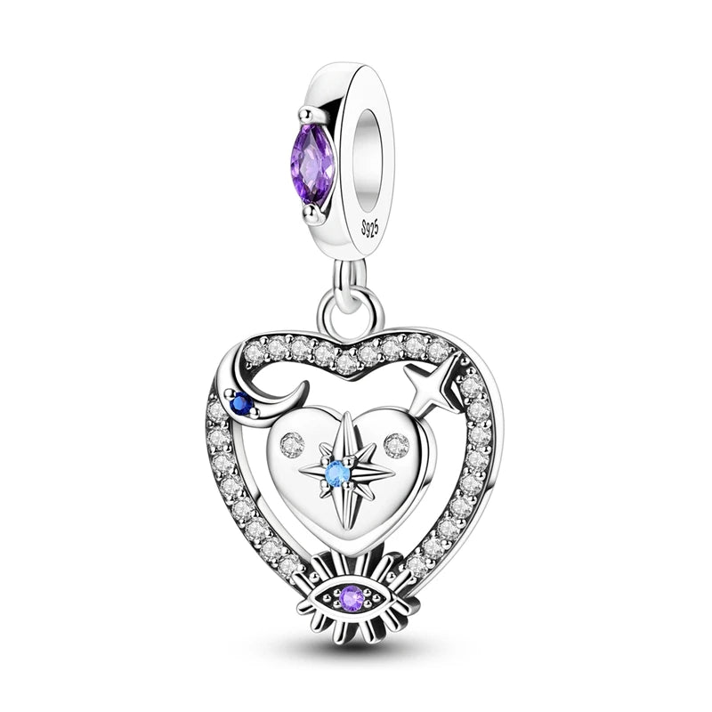 ✨ 925 Sterling Silver Mom & Daughter Heart Charm – Fits Pandora Bracelets 🔷 تعليقة قلب للأم والابنة من الفضة الإسترلينية 925 – مناسبة لأساور باندورا