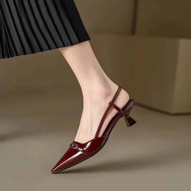 Women’s Satin Pointed-Toe Ankle Strap Pumps – Medium Stiletto Elegant Heels for Formal Events & Parties | كعب نسائي أنيق من الساتان بطرف مدبب ورباط على الكاحل – كعب متوسط رفيع للمناسبات الرسمية والحفلات