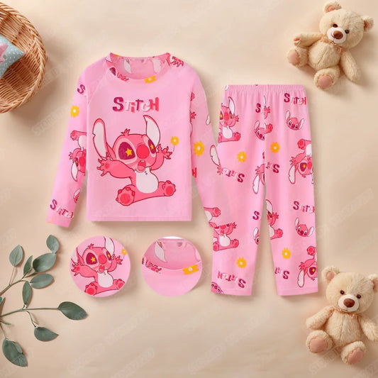 🧸 Kids Stitch Pajama Set – 2-Piece Cute Sleepwear for Boys & Girls | بيجاما أطفال قطعتين برسمة Stitch – مريحة ولطيفة للبنات والأولاد