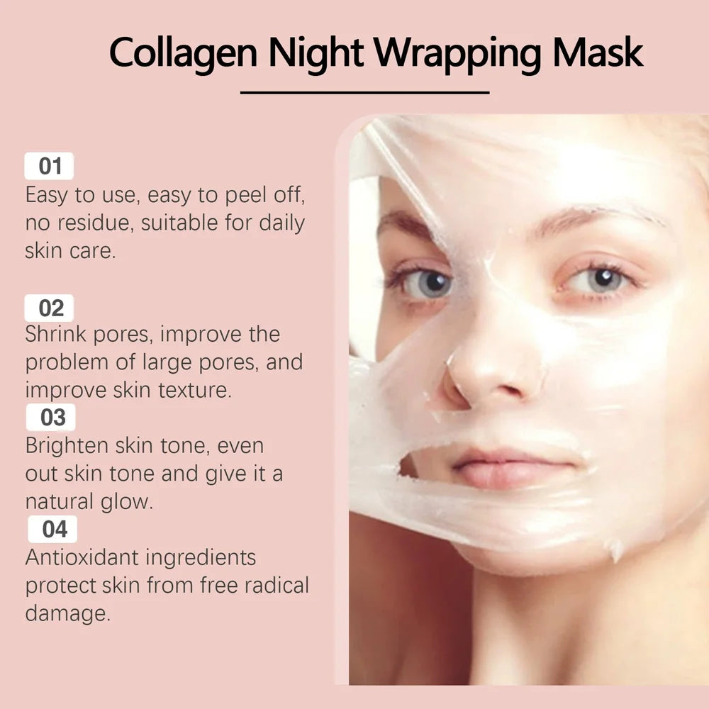 Korean Collagen Overnight Peel-Off Facial Mask โ Deep Hydration Night Care Set | ููุงุน ูููู ููุฑู ุจุงููููุงุฌูู โ ู
ุงุณู ุชูุดูุฑ ูุชุบููู ููุจุดุฑุฉ ูุฑุทูุจ ุจุนู
ู ุฃุซูุงุก ุงูููู