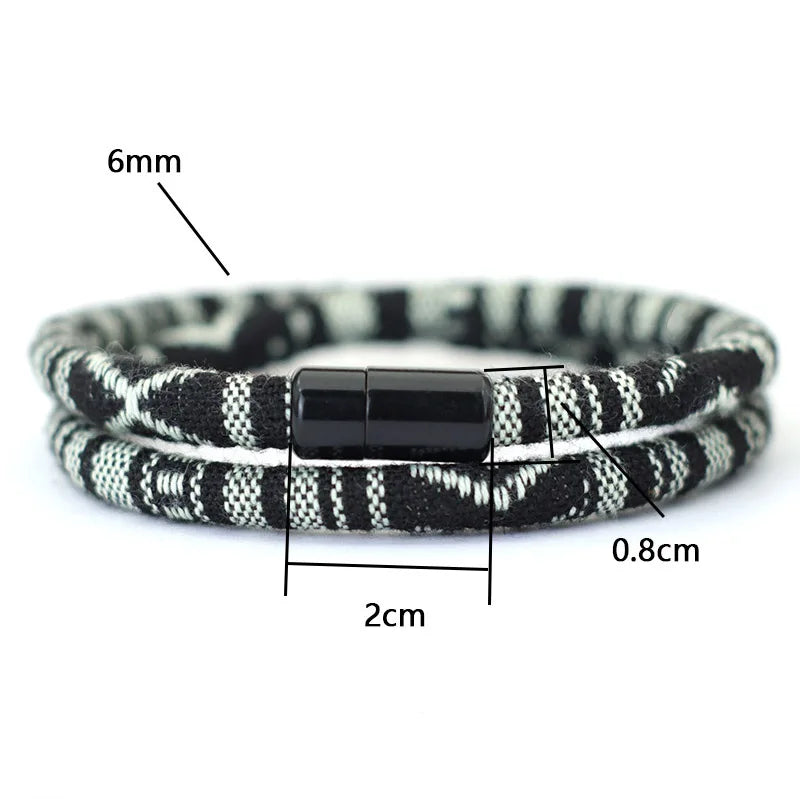 ✨ Men's Bohemia Magnetic Rope Bracelet – Adventure Surf & Beach Style 🔷 سوار رجالي بوهو بحبل مغناطيسي – ستايل المغامرة والشاطئ والسيرف
