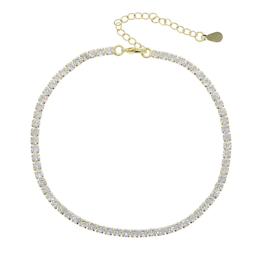 3mm CZ Tennis Chain Anklet – Iced Out Bling Foot Jewelry for Girls & Women | خلخال تنس مرصع بكريستالات CZ 3 ملم – إكسسوار ساق لامع لصيف 2025 للنساء والفتيات