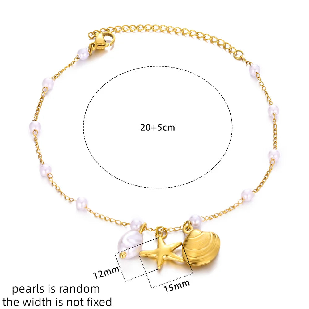 ✨ Ocean Animal Anklet – Gold Stainless Steel Beach Foot Jewelry 🔷 خلخال بسلسلة حيوانات البحر – ستانلس ستيل ذهبي لإطلالة صيفية أنيقة للنساء
