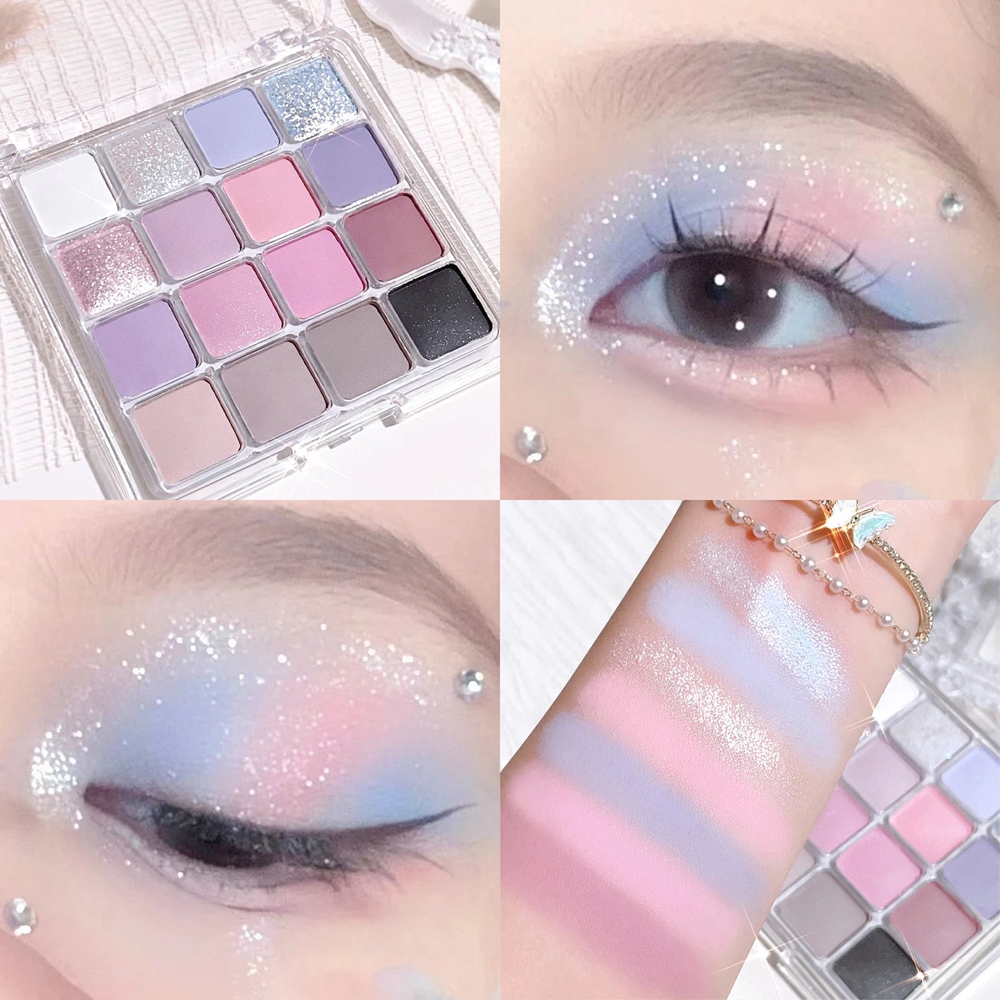 16-Color Sunset Magic Eyeshadow Palette – Korean Matte & Shimmer Earth Tones | باليت ظلال عيون كوري – 16 لون بلمسات مطفية ولمّاعة بألوان الغروب الترابية