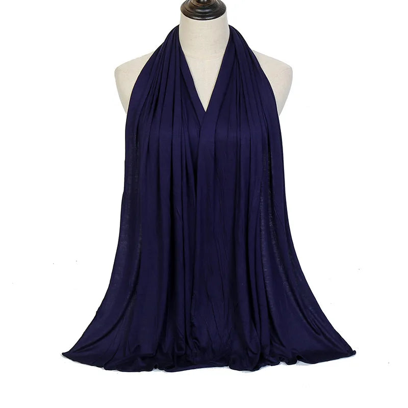 🌙 Modal Cotton Jersey Hijab Scarf 🧣 – Soft Plain Long Head Wrap for Women (170x60cm) | حجاب شيفون قطني ناعم – شال طويل سادة بربطة مرنة للنساء (170×60 سم)